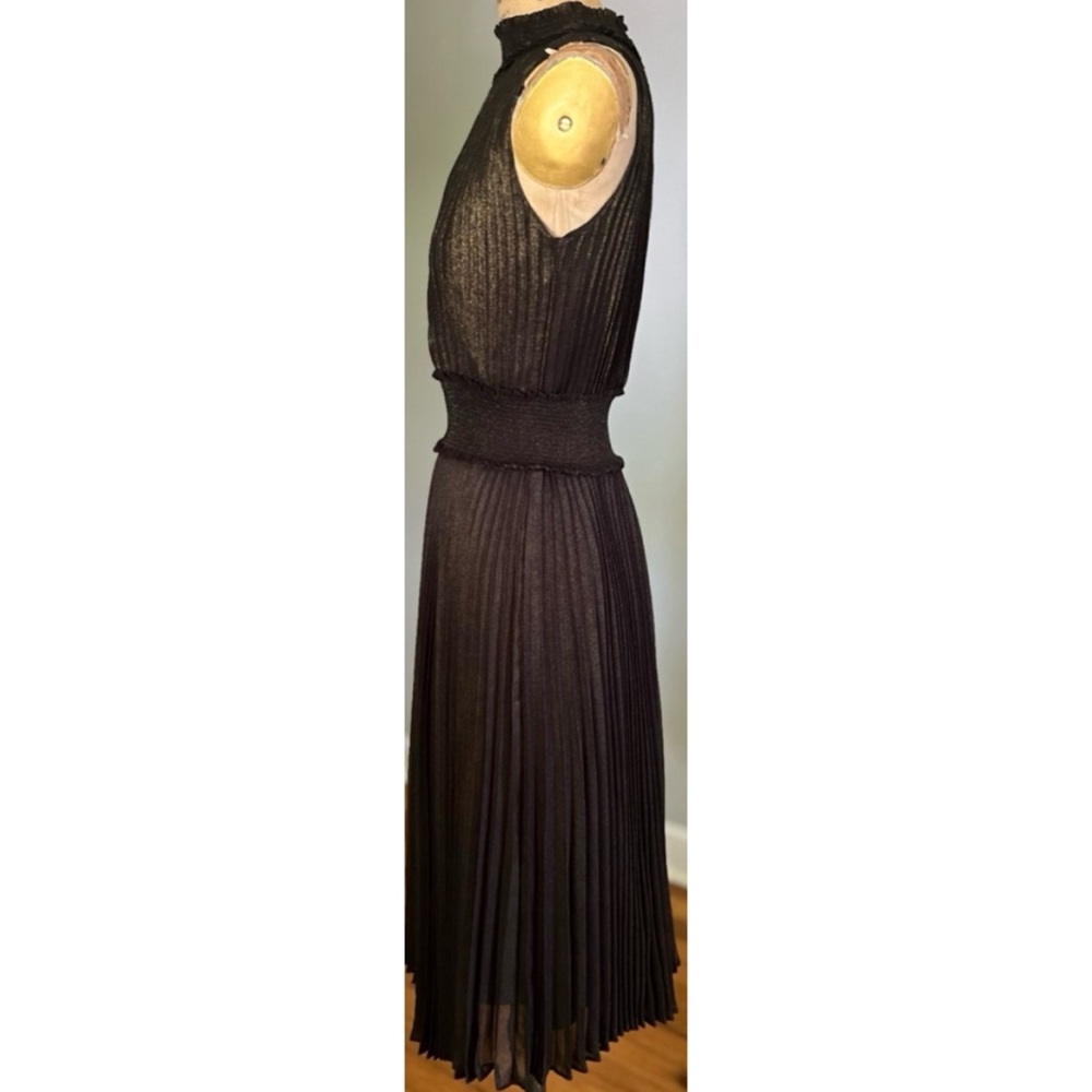 Nanette Lepore Black Gold Sleeveless Pleated Dress Size 2 - Picture 4 of 13